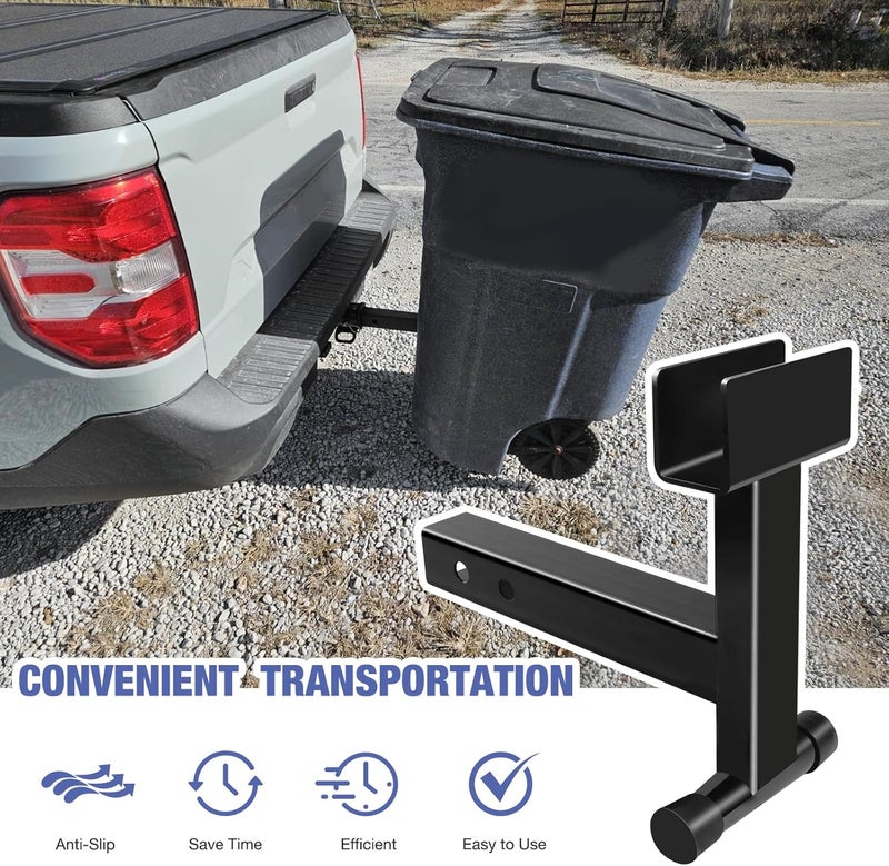 TNCZHYLX 2" Trash Can Hauler Hitch, Trash Can Hitch, Trash Can Hauler, Garbage Hauling Towing Hitch Attachment,Trash Tow Truck Grab Hook Receiver Fit for Lawn Mower Garden Tractors (Black) - Image 3